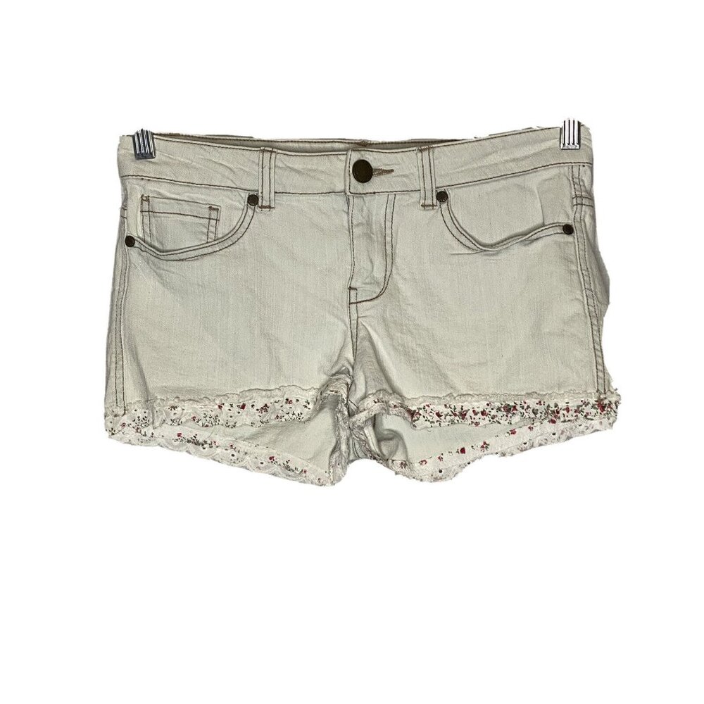 Tinseltown Lace Trim Cut Off Jean Shorts 7 Junior Size